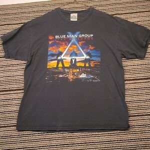 BLUE MAN GROUP Pyramid Las Vegas Black Blue Cotton Sz XL Mens T Shirt VTG‎